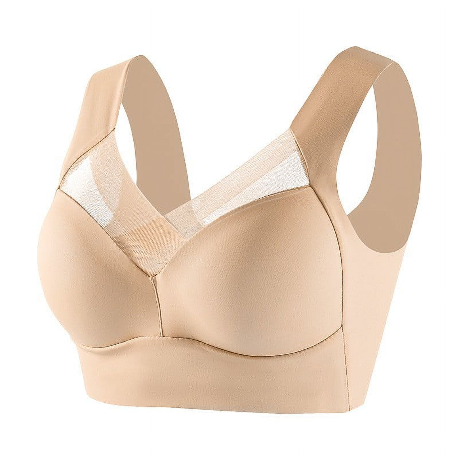 Non-stuffy Sports Bra Women's Hollow Mesh Stitching Sport  Wireless Yoga Running Fitness Brassiere with Wide Shoulder Beige S :  Clothing, Shoes & Jewelry
