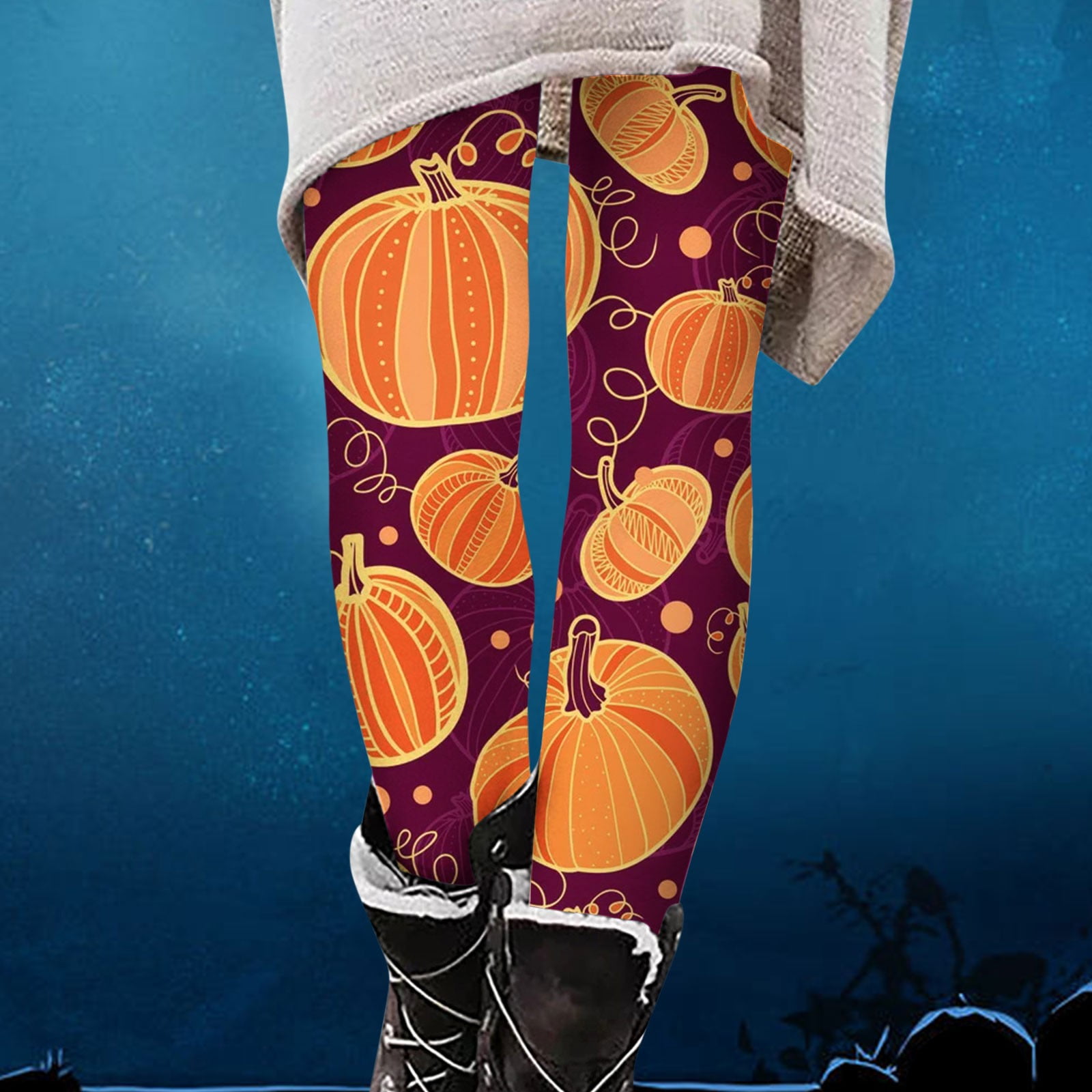 Naughtyhood Womens Halloween Leggings Cute Pumpkin Fall Printed Gothic Sports Fitness Workout