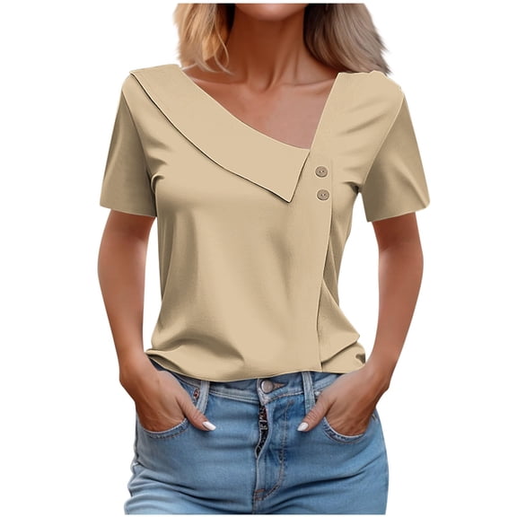 Naughtyhood Womens Plus Size Tops Women's V Neck T Shirt Women's V-Neck Fashion Casual Short-Sleeved Spring And Summer Top,Womens Tops Casual