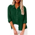 thumbnail image 1 of Naughtyhood Womens Shirts,Womens Solid Color Button Down Shirts V Neck Loose Blouse Longt Sleeve Casual Work Tunic Tops With Pocket Green M, 1 of 6