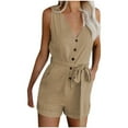 thumbnail image 1 of Naughtyhood Womens Shorts Jumpsuit,Womens Casual V Neck Bow Pocket Sleeveless Shorts Wide Shorts Jumpsuits Rompers,summer jumpsuit for women, 1 of 6