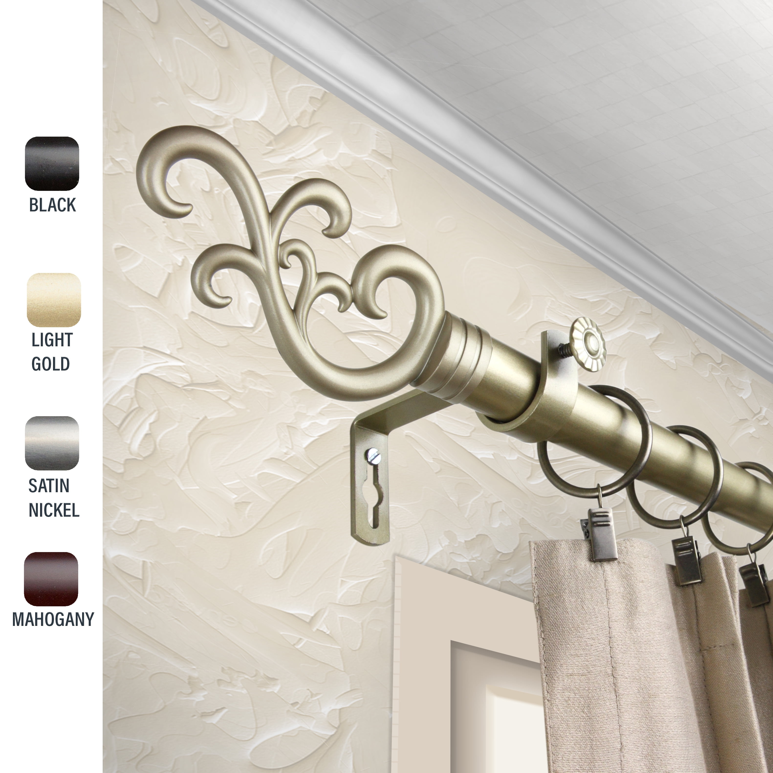 Naureen 1" dia. Curtain Rod 48-84 inches - Gold