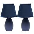 thumbnail image 1 of Nauru 9.45" Traditional Petite Ceramic Oblong Bedside Table Desk Lamp Two Pack Set With Matching Tapered Drum Fabric, 1 of 7