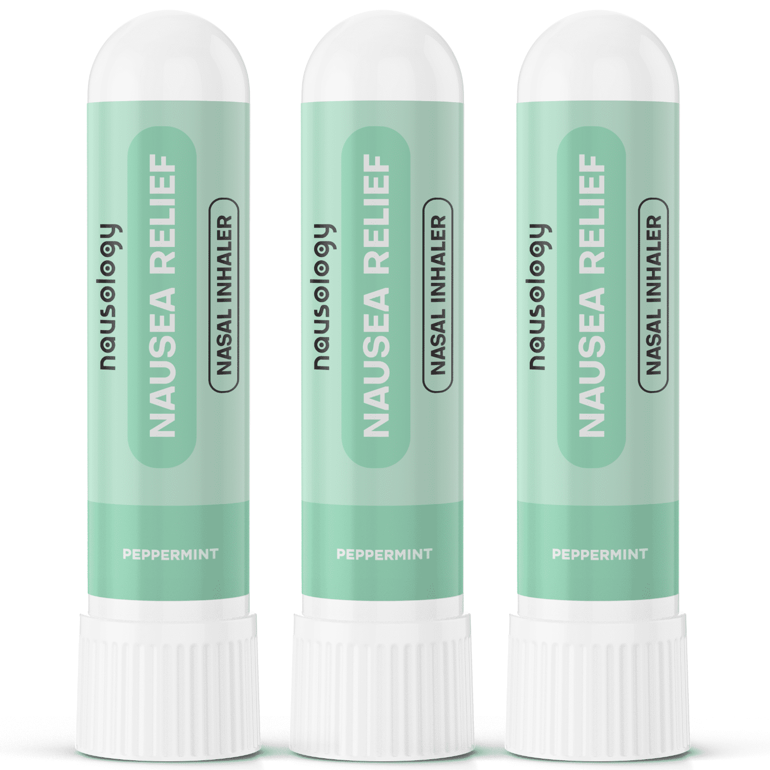 Nausea Relief Aromatherapy Inhaler by Nausology Peppermint 3-Pack (3 Peppermint Inhalers)