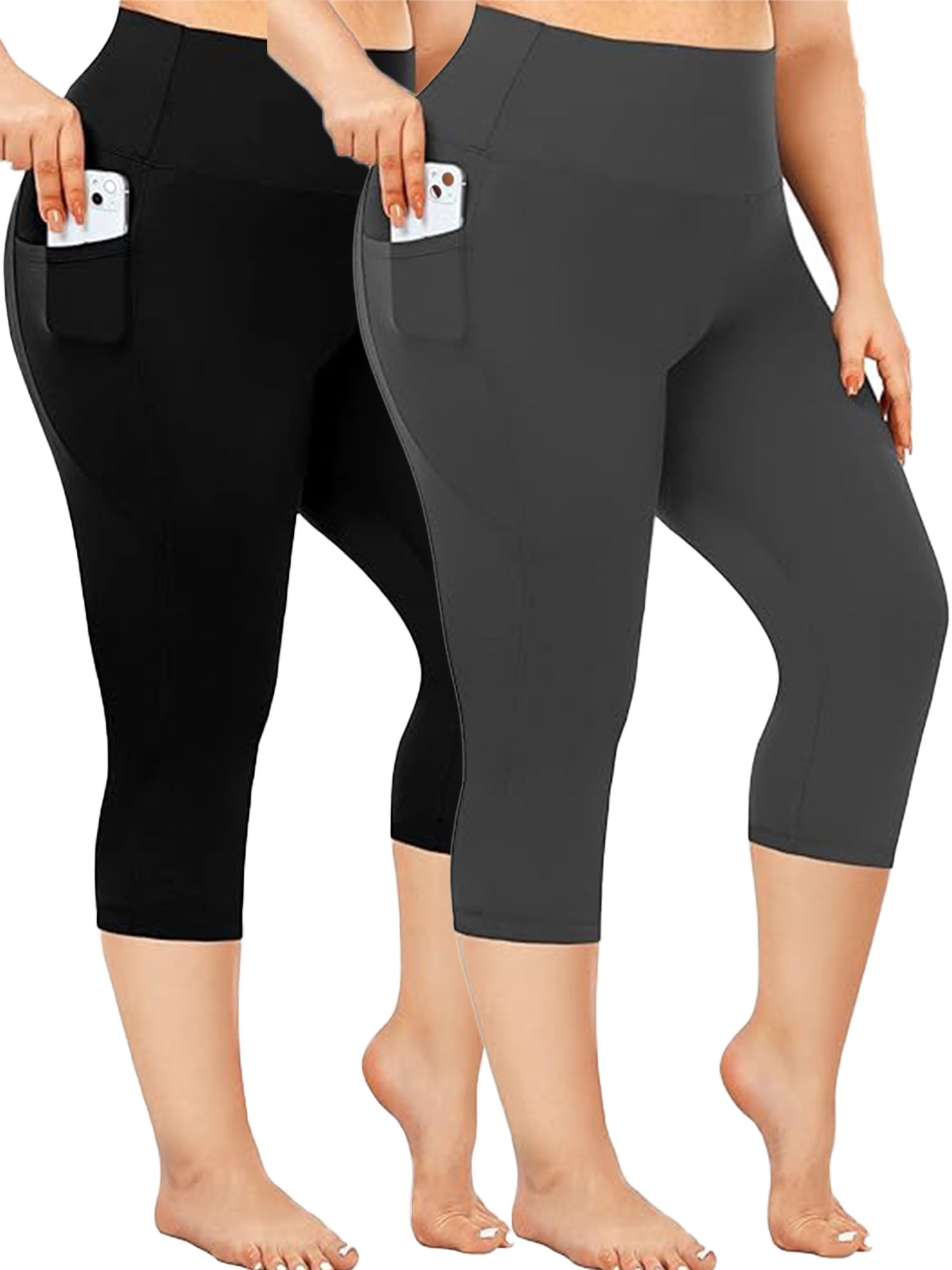 Nausy Yoga Capri Leggings for Women with Pockets Tummy Control High Waist Workout Yoga Pants