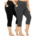 thumbnail image 1 of Nausy Yoga Capri Plus Size Leggings for Women with Pockets Tummy Control High Waist Workout Yoga Pants, 1 of 8