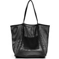 thumbnail image 1 of Nausy Beach Bag for Women Mesh Tote Bag Foldable Shoulder Handbags with Zipper Pocket for Vacation, 1 of 7