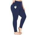 thumbnail image 1 of Nausy Women's High Waist Yoga Pants with Pockets Plus Size Leggings Tummy Control Workout Yoga Leggings Navy, 1 of 7
