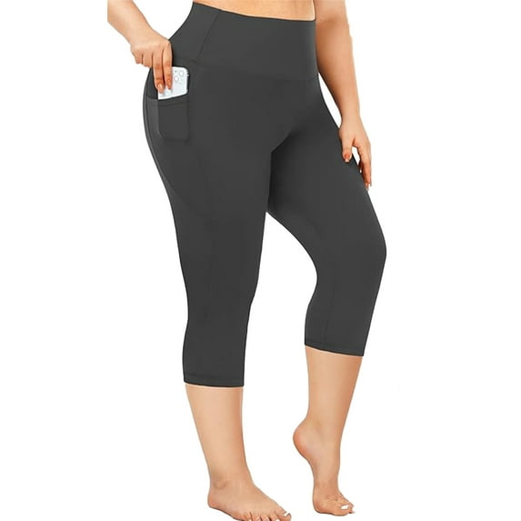 Nausy Yoga Capri Leggings for Women with Pockets Tummy Control High Waist Workout Yoga Pants