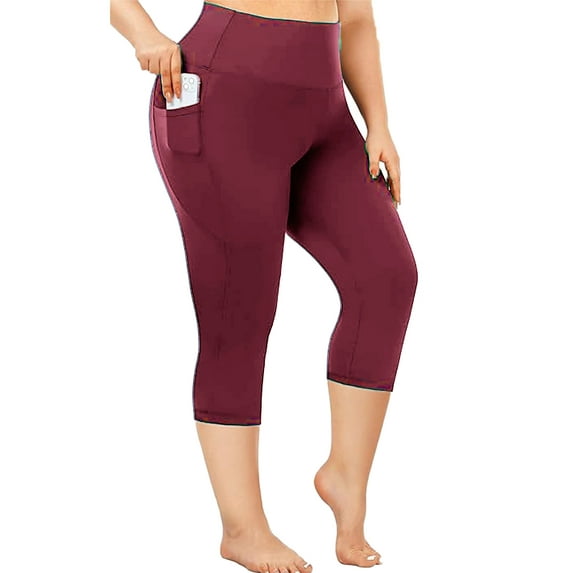 Nausy Yoga Capri Leggings for Women with Pockets Tummy Control High Waist Workout Yoga Pants