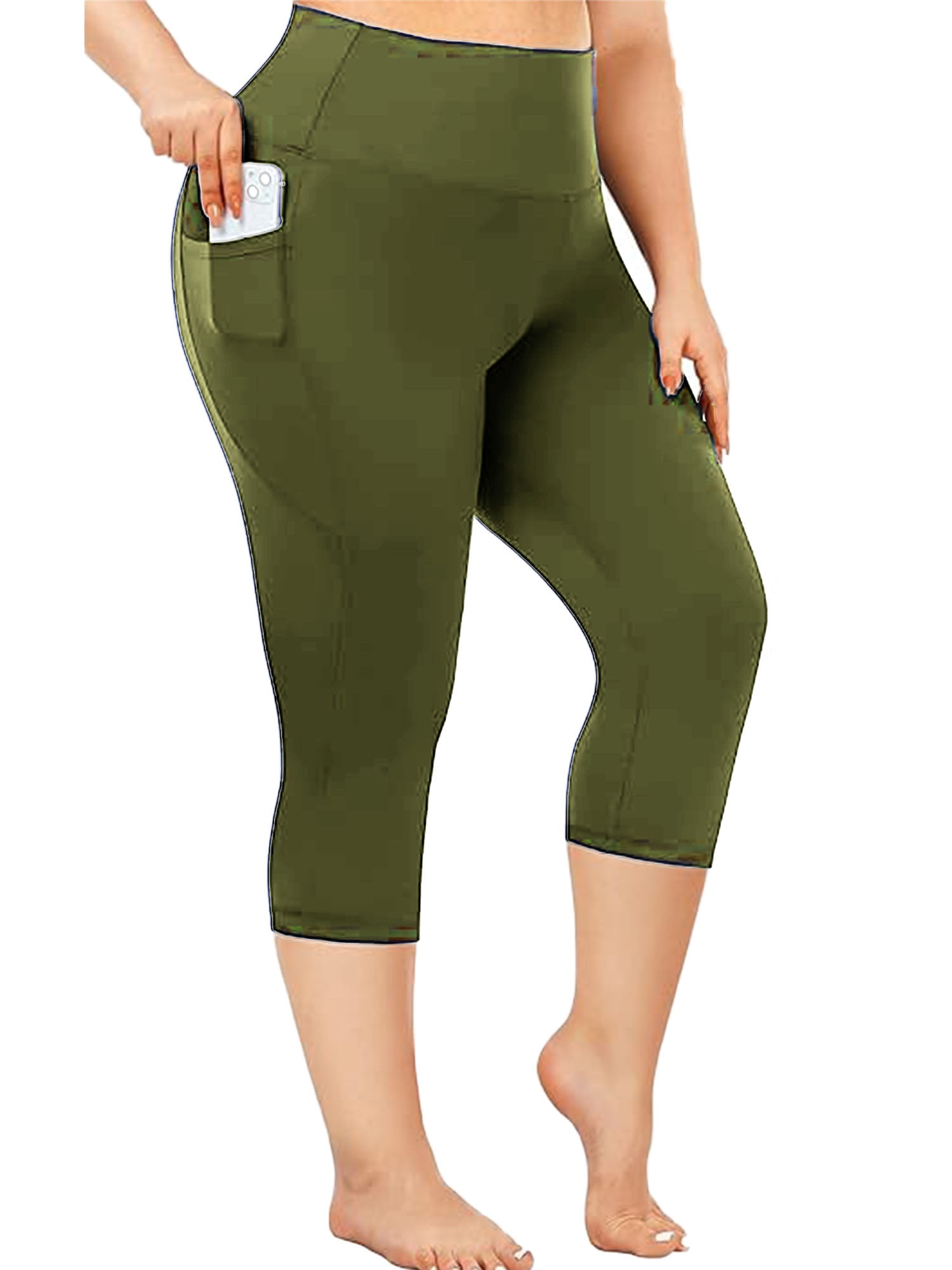 Nausy Yoga Capri Leggings for Women with Pockets Tummy Control High Waist Workout Yoga Pants