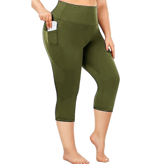 Nausy Yoga Capri Leggings for Women with Pockets Tummy Control High Waist Workout Yoga Pants