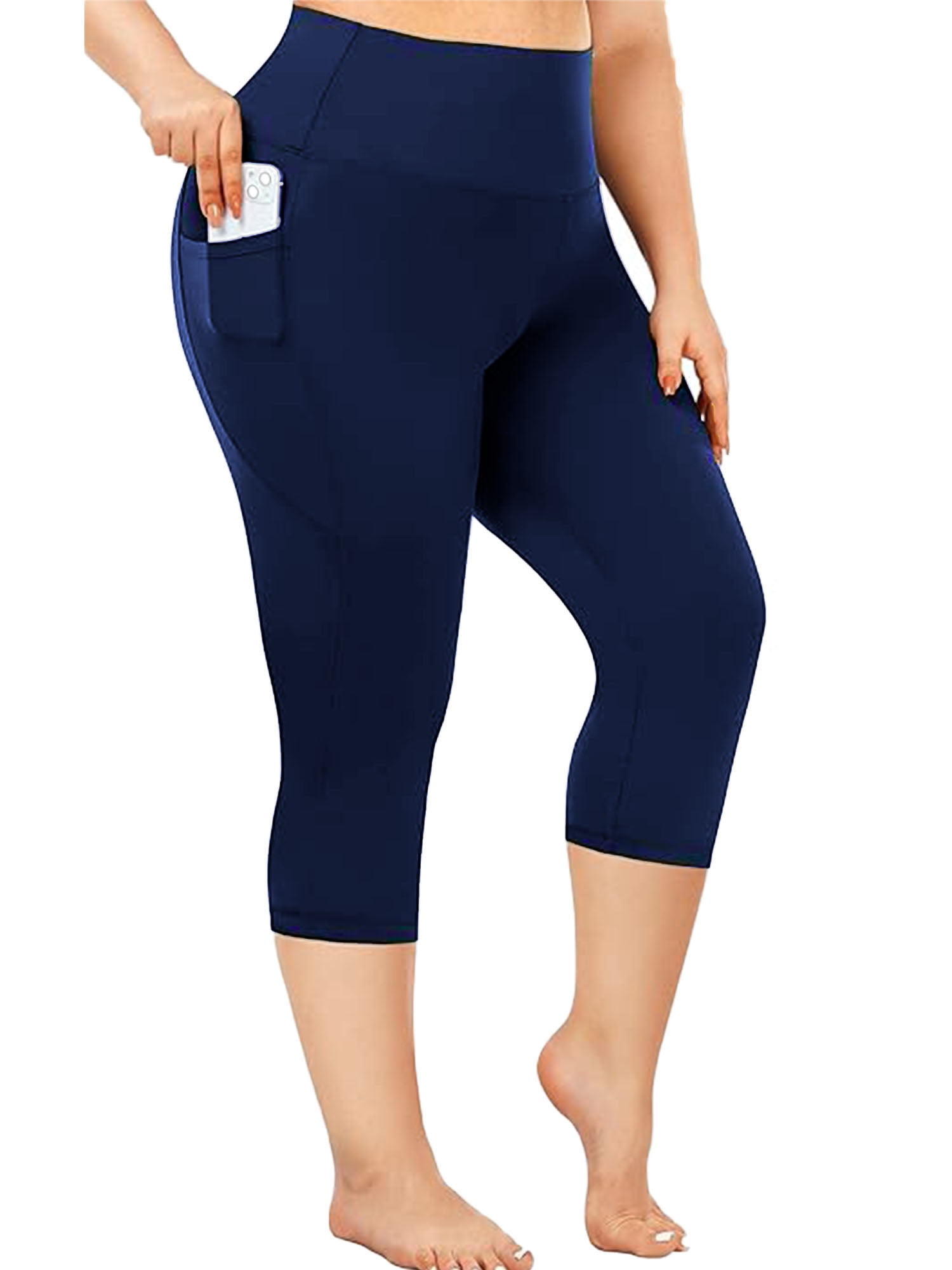 Nausy Yoga Capri Leggings for Women with Pockets Tummy Control High Waist Workout Yoga Pants