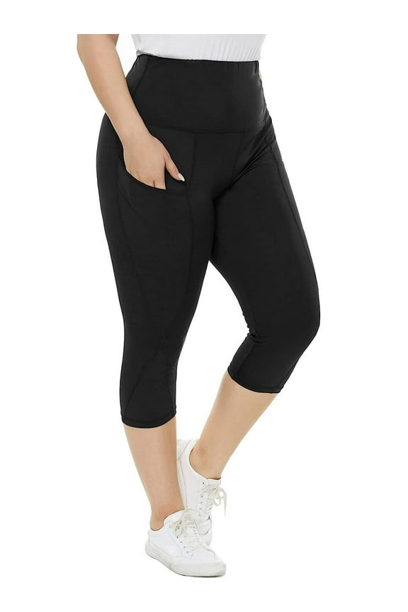 Yoga Capri Plus Size Leggings for Women with Pockets Tummy Control High Waist Workout Yoga Pants