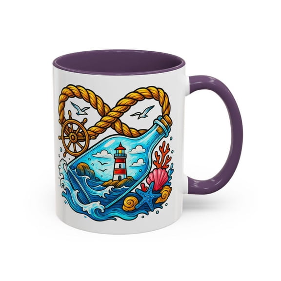 NautiC1Al Lighthouse Mug S1Hip in a B1Ottle Coffee Cup, Coastal Beach House Gift, Ocean Lover Present, Sailor DE1cor, SeaS1H1ell StarfiS1H Art