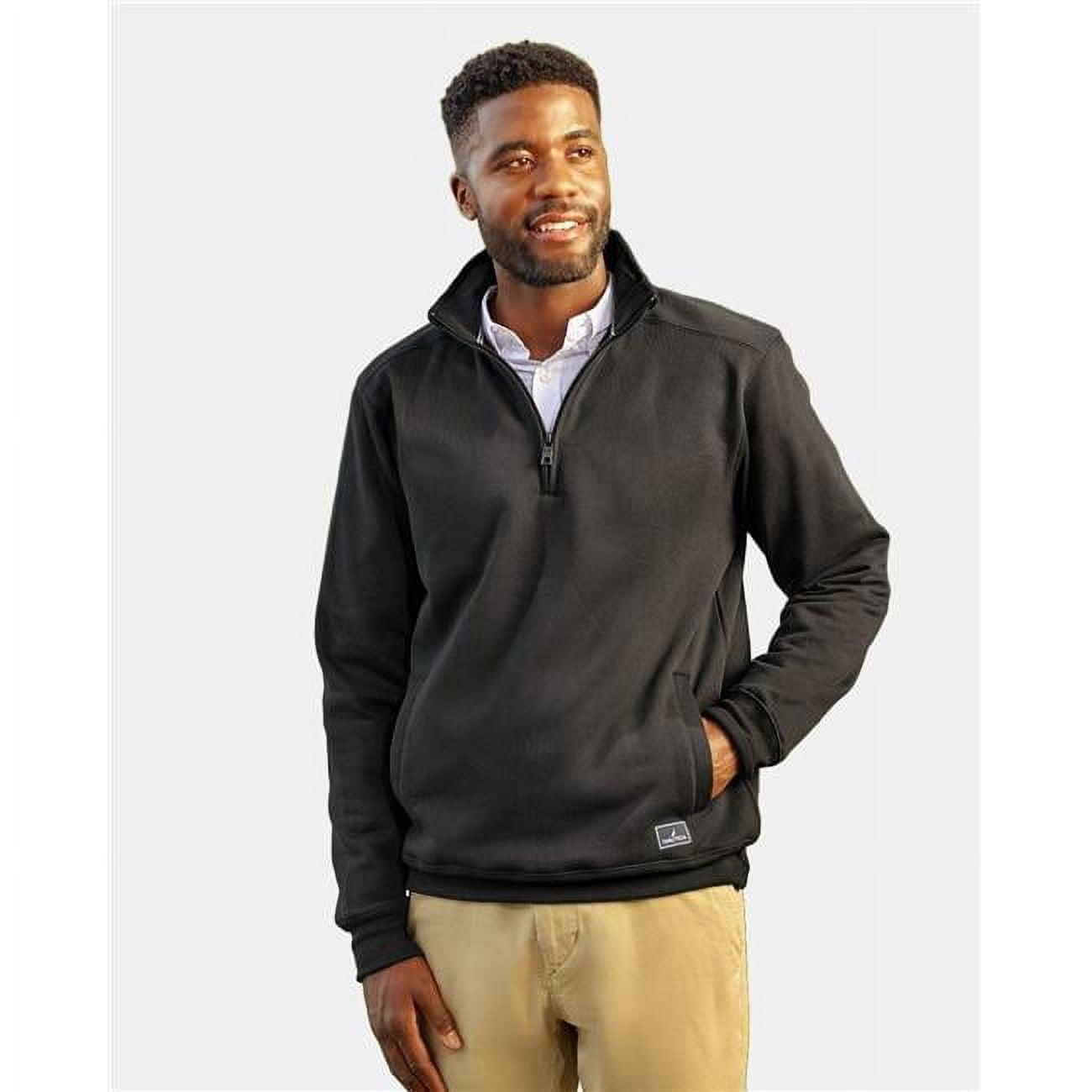 Nautica B16328106 Anchor Fleece Quarter-Zip Sweatshirt, Black