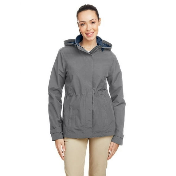 Nautica B14828135 Womens Voyage Hooded Rain Jacket, Graphite - Large