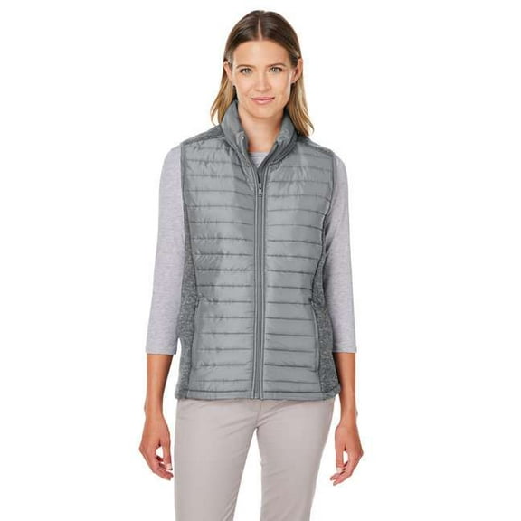 Nautica B15628135 Womens Harbor Puffer Vest, Graphite & Graphite Heather - Large