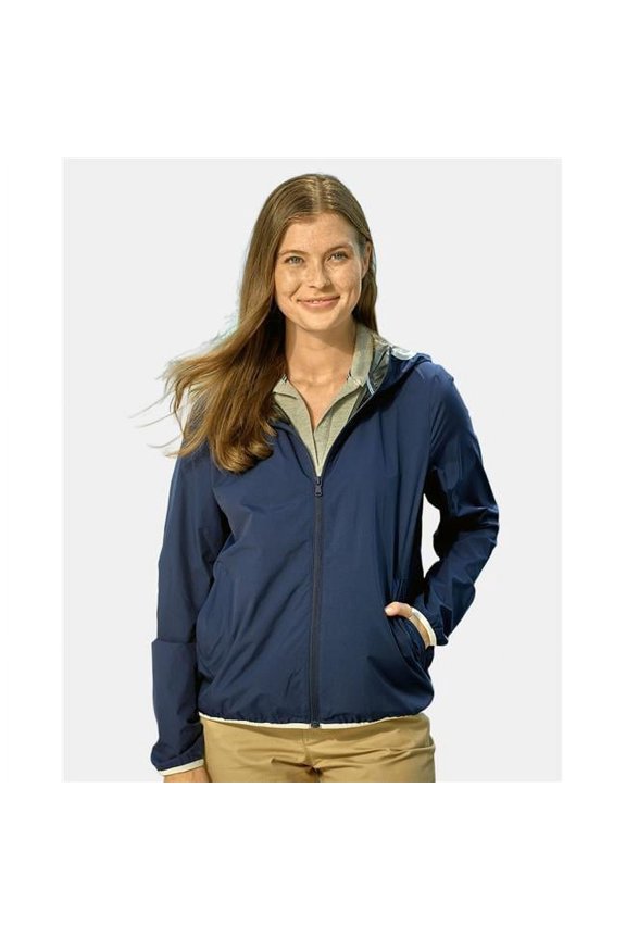 B15828503 Womens Stillwater Hooded Windbreaker Jacket, Black - Small