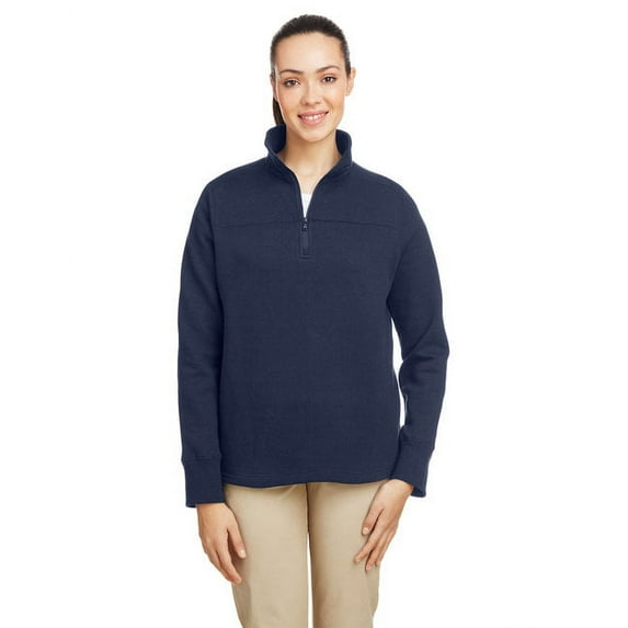 Nautica B16528107 Womens Anchor Fleece Quarter-Zip Sweatshirt, Navy - 2XL