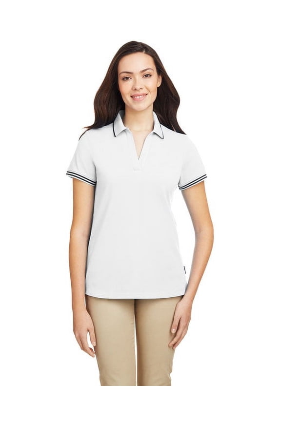 B16628134 Womens Deck Polo Shirt, White - Medium