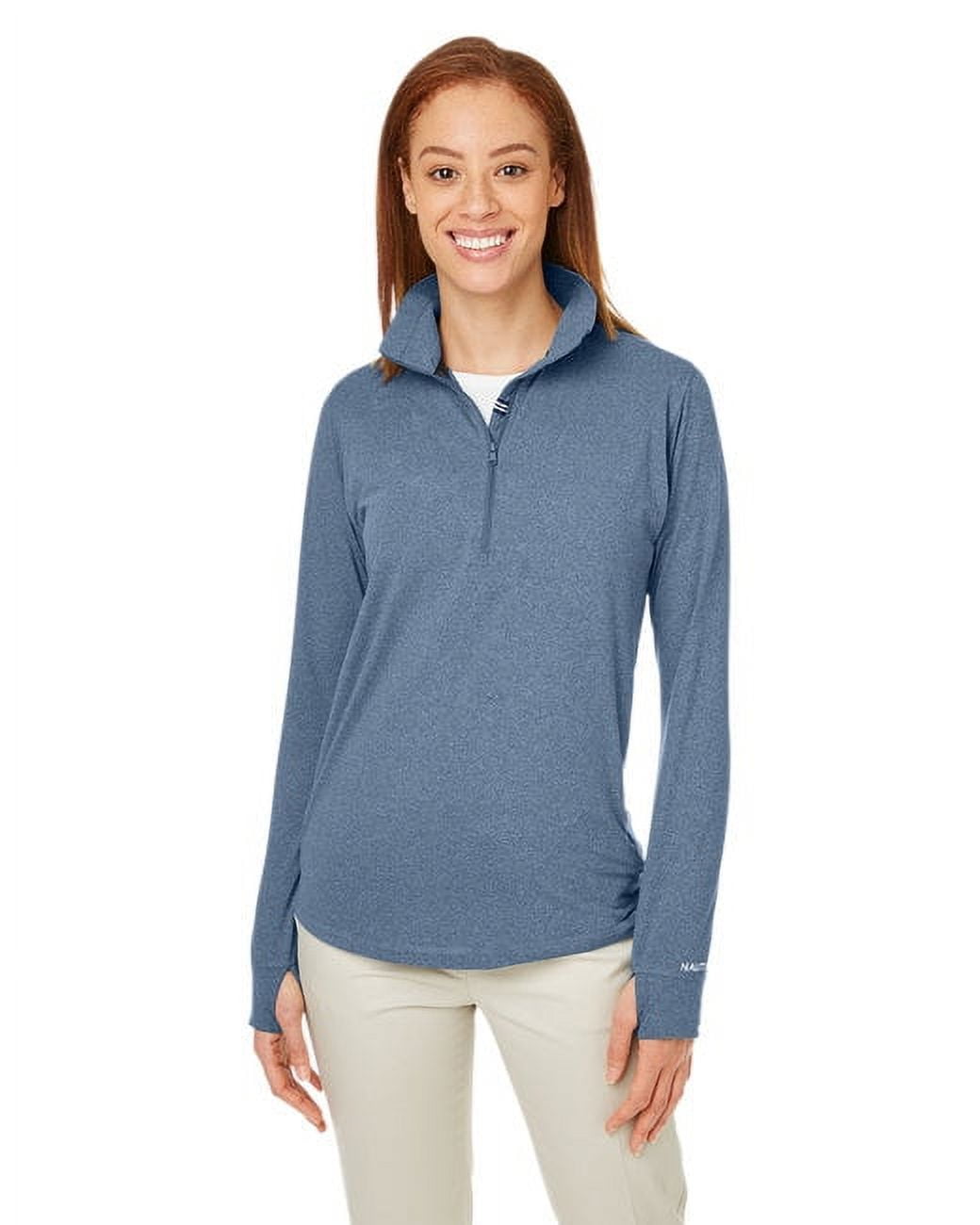 Nautica B17228103 Womens Saltwater Quarter-Zip Pullover Jacket, Faded Navy  - Small 