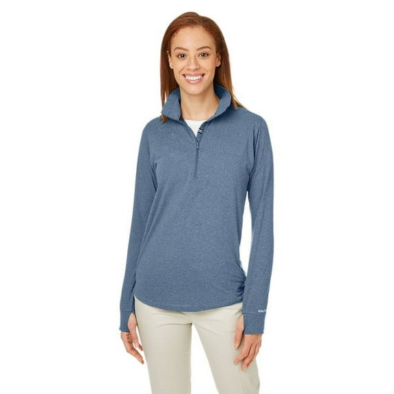 Nautica B17228107 Womens Saltwater Quarter-Zip Pullover Jacket, Faded Navy - 2XL