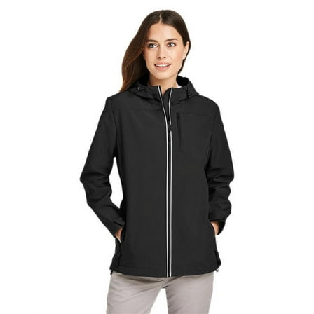 Nautica B17428507 Womens Wavestorm Softshell Hooded Jacket, Black - 2XL