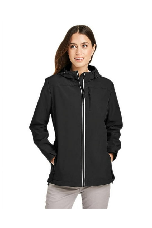 B17428507 Womens Wavestorm Softshell Hooded Jacket, Black - 2XL