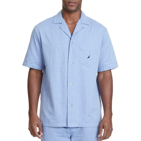 Nautica BLUE Men's Herringbone Comfort Cotton Pajama Shirt, US Large