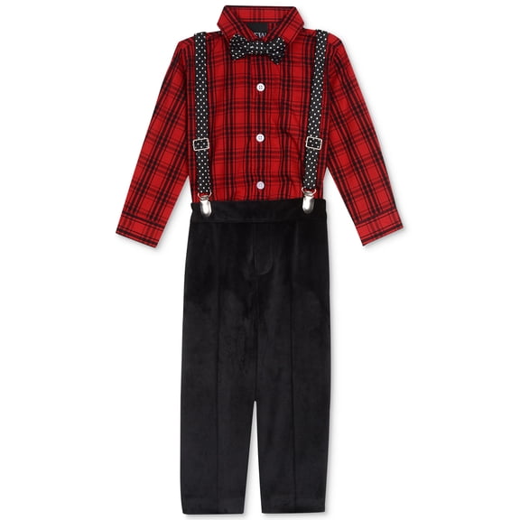 Nautica Baby Boys 4-Pc Bowtie, Suspenders, Top & Bottom Set (12-18 Months, Red)