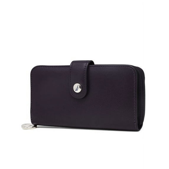Nautica Be Shore Women's Zip Around Wallet RFID Blocking Vegan Leather Clutch