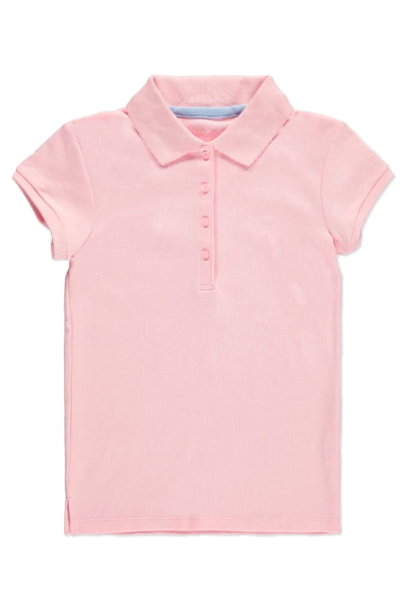 Big Girls’ School Uniform Knit Polo with Picot Collar Color: pink Size: 8 - 10