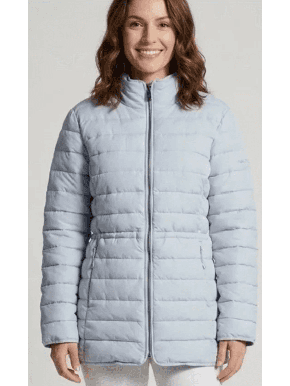 Blue Zip Water Resistant Comfort Stretch Women's Puffer Jacket XXL