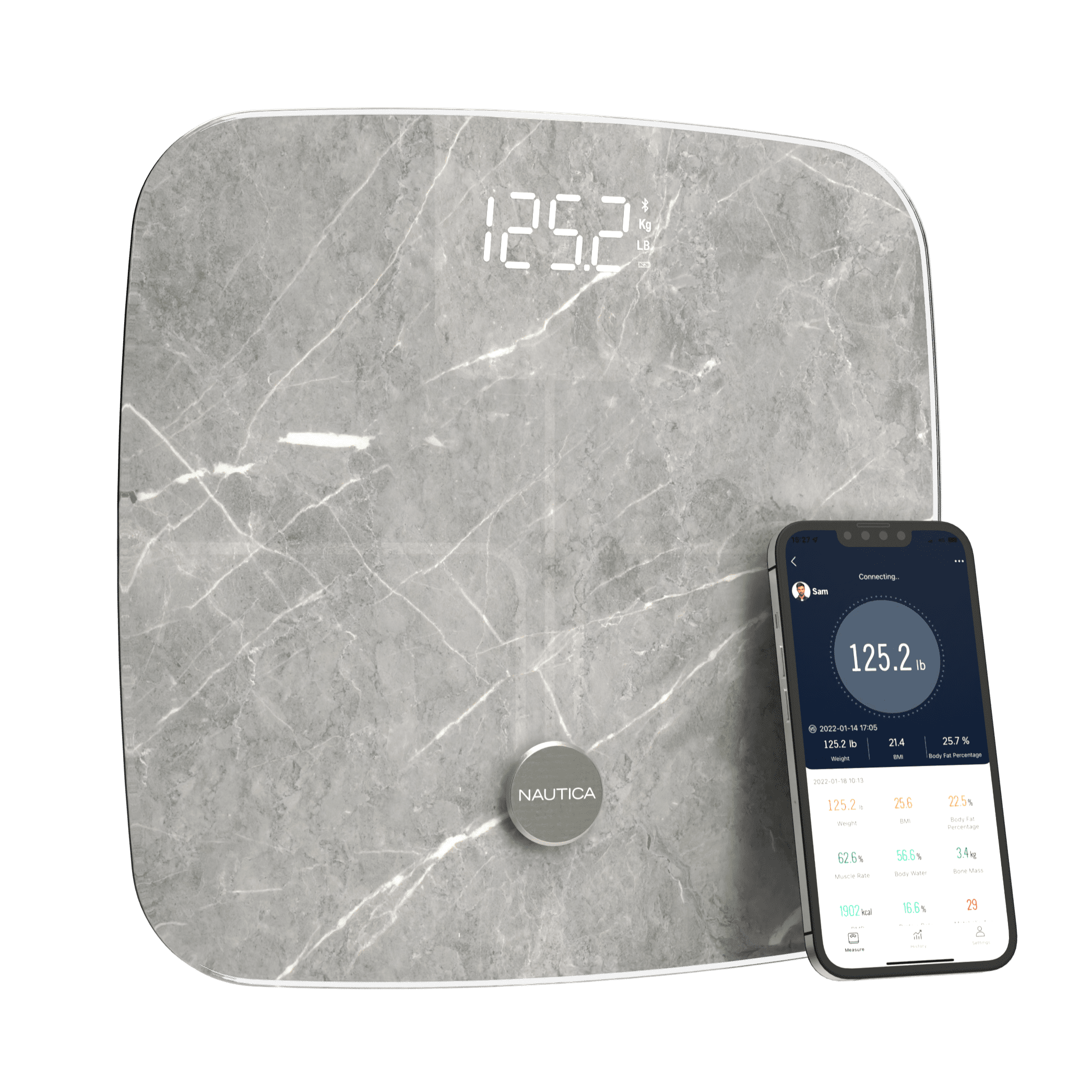 Nautica Body Tracker Plus Digital Scale for Body Weight, Bluetooth ...