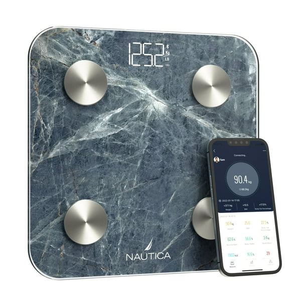 Nautica Body Tracker Smart Scale - 12 Body Metrics, Bluetooth Syncing, Stylish Design, iOS & Android Compatible