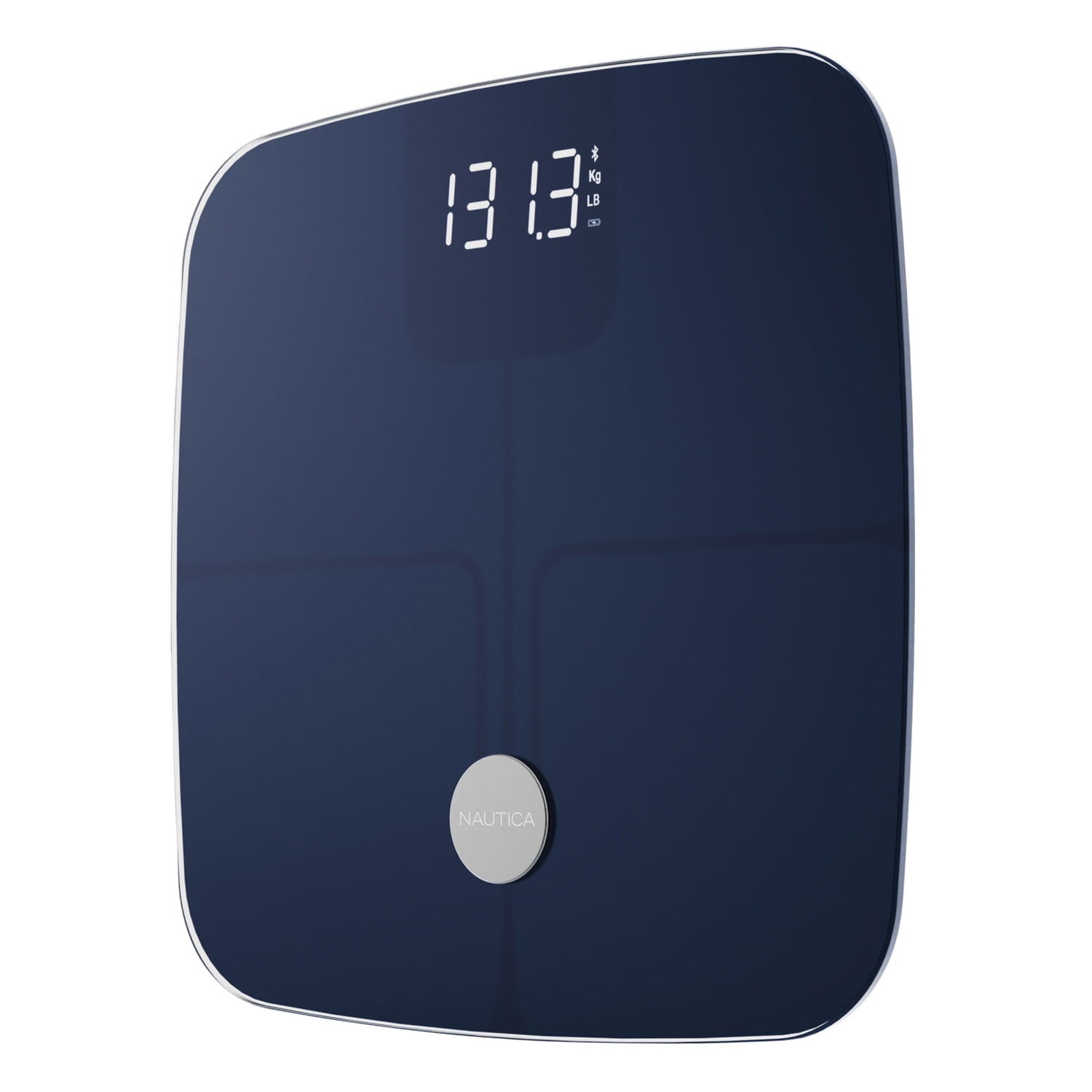 Nautica App Compatible LED Body Composition Scale with Bluetooth , Navy Blue , 396 lb Capacity