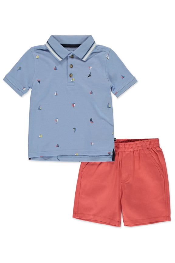 Boys' 2-Piece Sail Shorts Set Outfit Color: multi Size: 3t