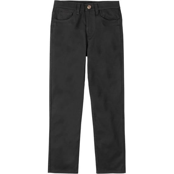 Nautica Boys Flat Front Stretch Twill Chino Khaki Pant 12 Black 5-pocket