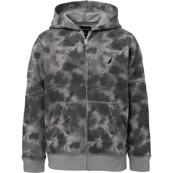 Nautica Boys Fleece Zip-up Hoodie Sweatshirt 4 Grey Tie Dye