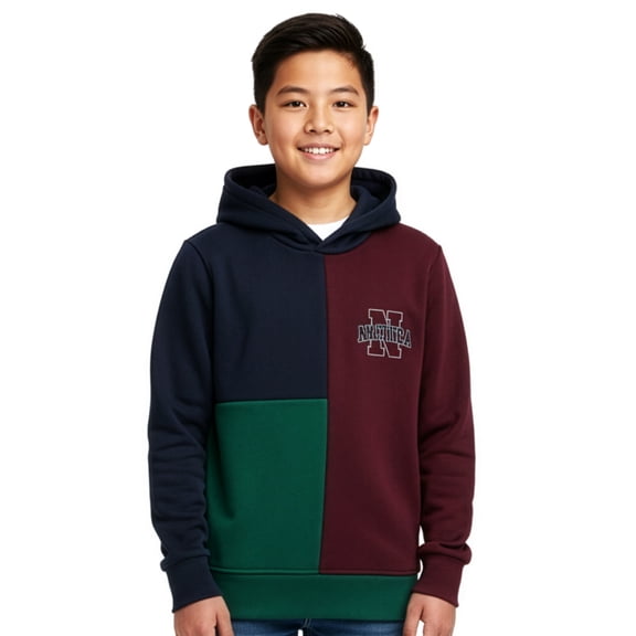 Nautica Boys' Patchwork Hoodie Color: navy Size: 14 - 16