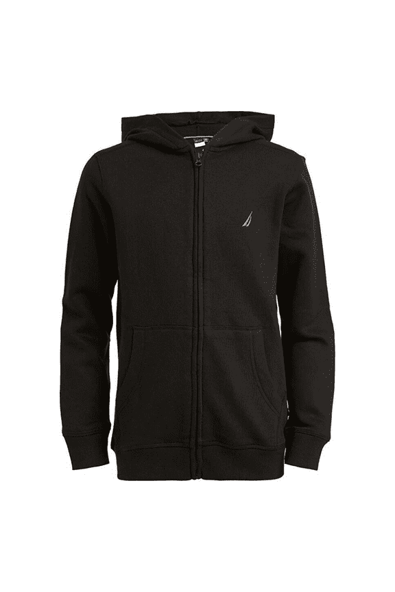 Boys Zip Up Black Hoodie Sweatshirt Signature Logo Design S4 Regular