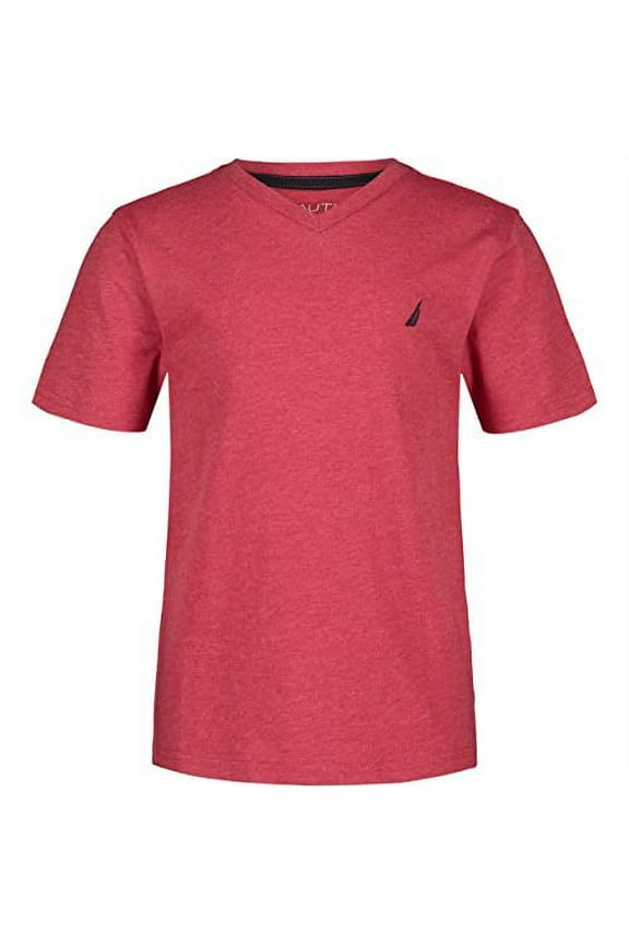 CARMINE HEATHER Big Boys' Short Sleeve Channel V-Neck T-Shirt, US 8