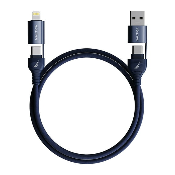 Nautica 4-Ft. 100-Watt 4-in-1 Multi-Port Cable, CB400, Navy, UCCCB04-01-04