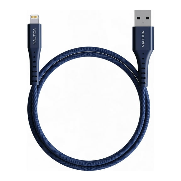 Nautica 4-Ft. 12-Watt USB-A to Lightning Cable, MFi Certified, Urban CB105, Navy