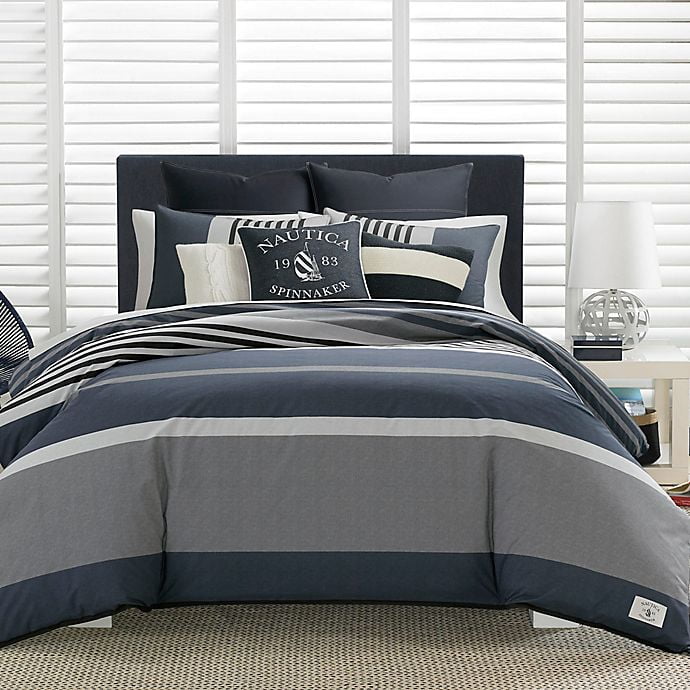 Navy and Charcoal Cotton Reversible Full Comforter Set