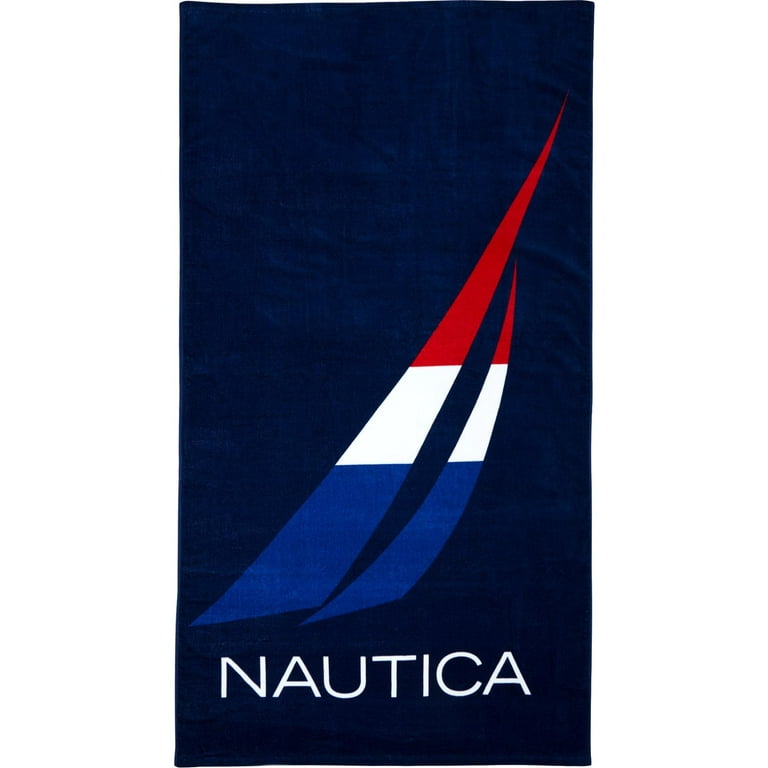 Nautica Cotton Logo Beach Towel Navy O/S