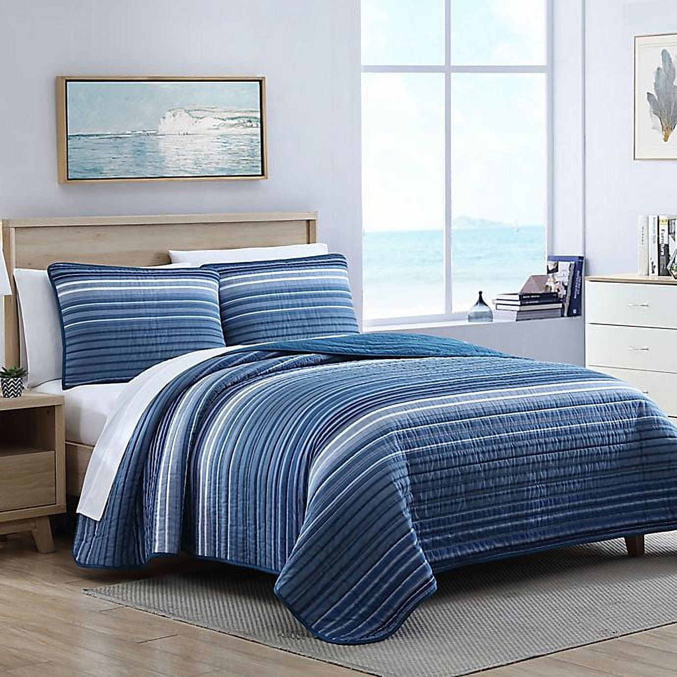 Nautica- Twin Quilt Set, Cotton Reversible Bedding Set, All Season Designer  Home Décor (Ridgeport Beige, Twin)
