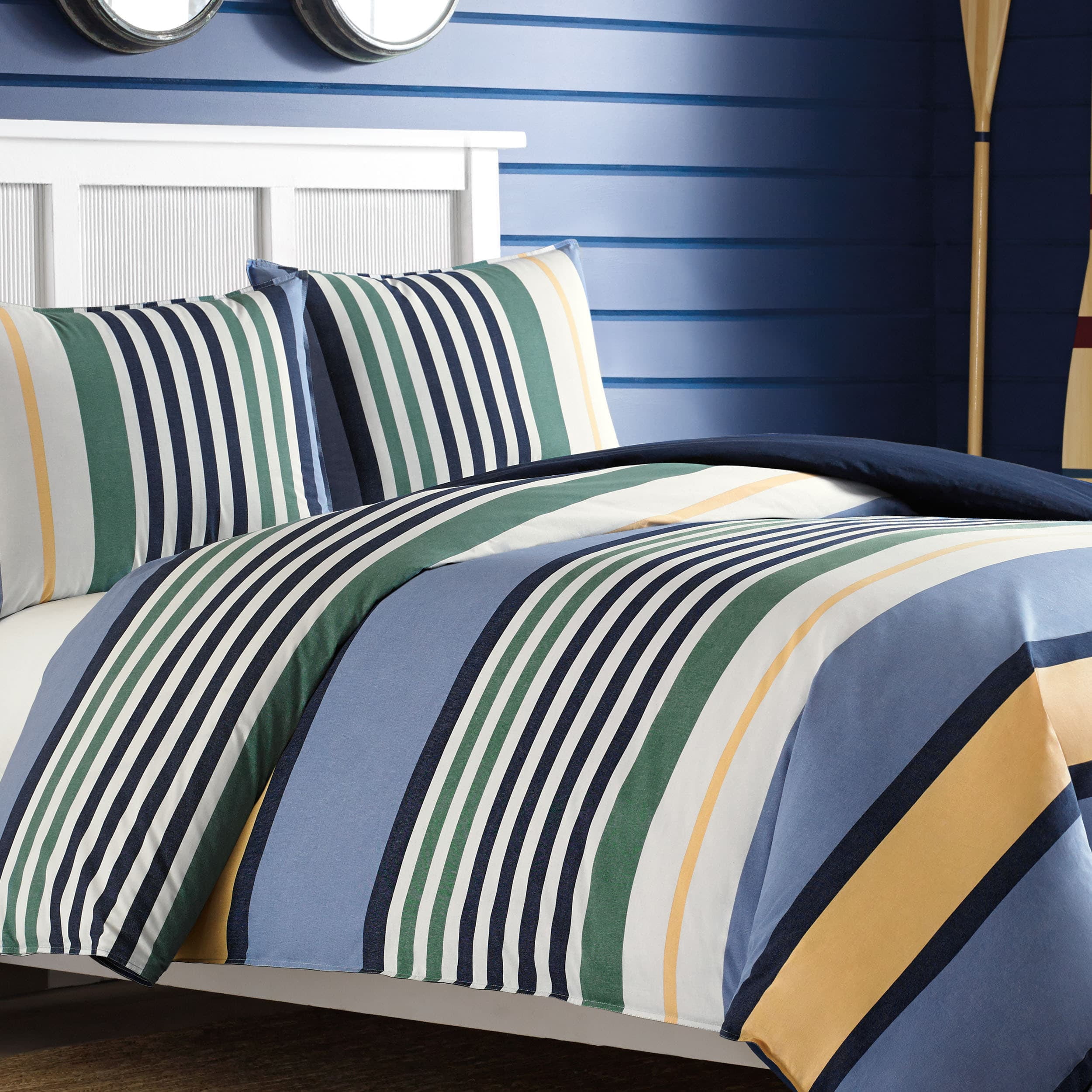 Dover Blue Twin Cotton Reversible Comforter Set