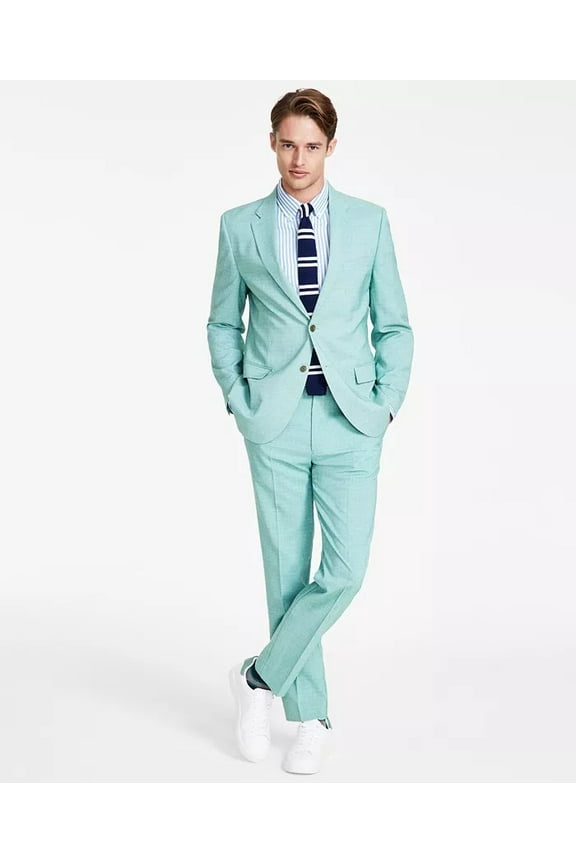 Gaff Mens Modern-Fit Seasonal Cotton Stretch 2PC Suit Solid Tan-36 30/32